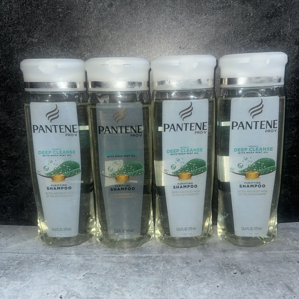4 Pantene Pro-V Weekly Deep-Cleanse With Mosa Mint Oil Purifying Shampoo 12.6oz